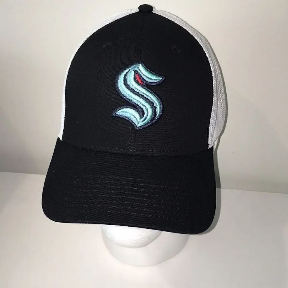 New Black White Seattle Kraken Hockey Team Baseball Trucker Snapback trucker Cap